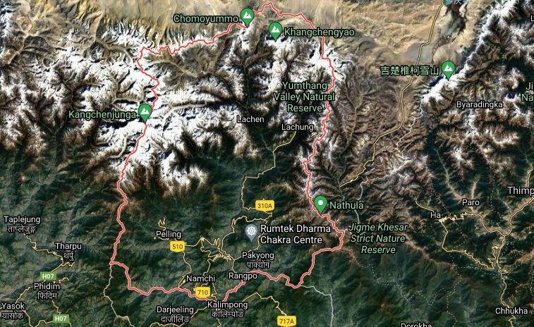Map of Sikkim satellite view