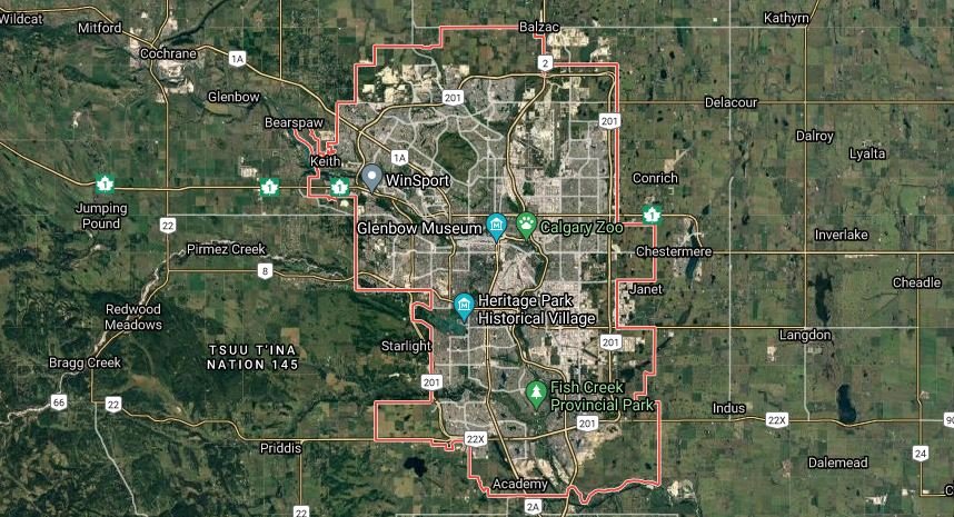 Map of Calgary Satellite view