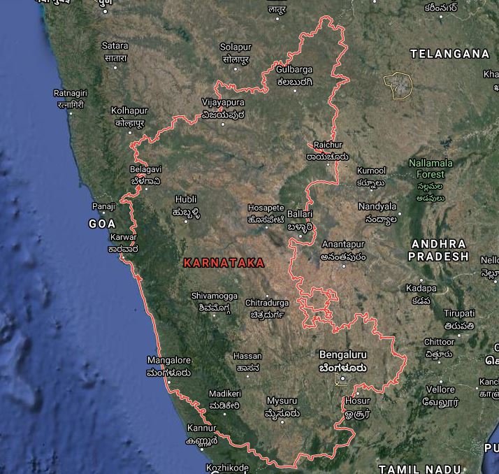 Map of Karnataka satellite view