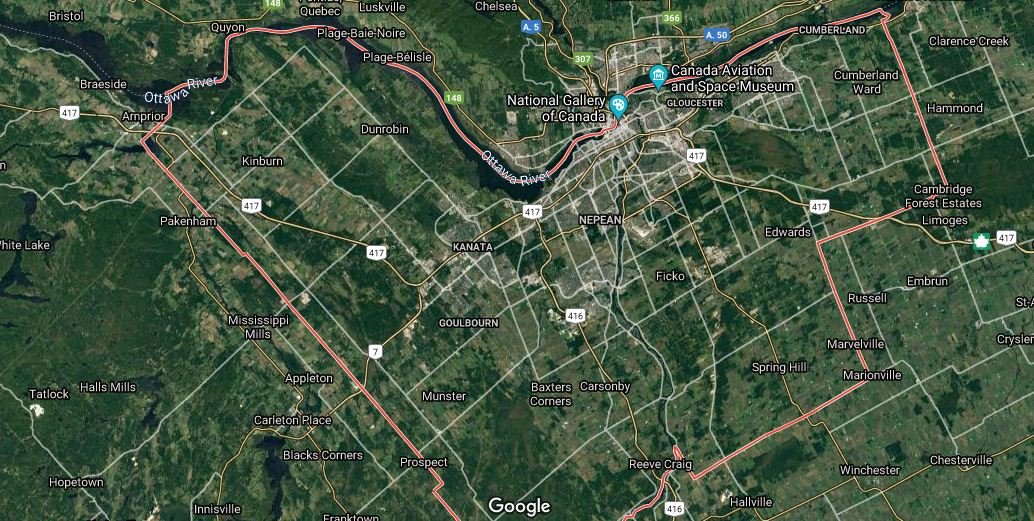 Map of Ottawa Satellite view