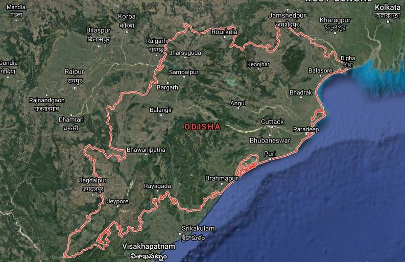 Map of Odisha satellite view