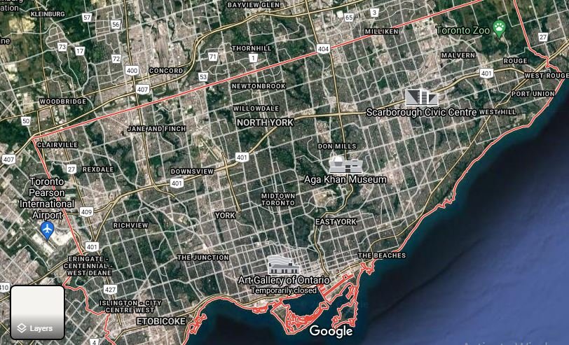 Satellite view of Toronto Map