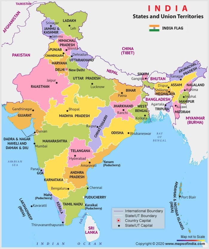 Physical Map Of India